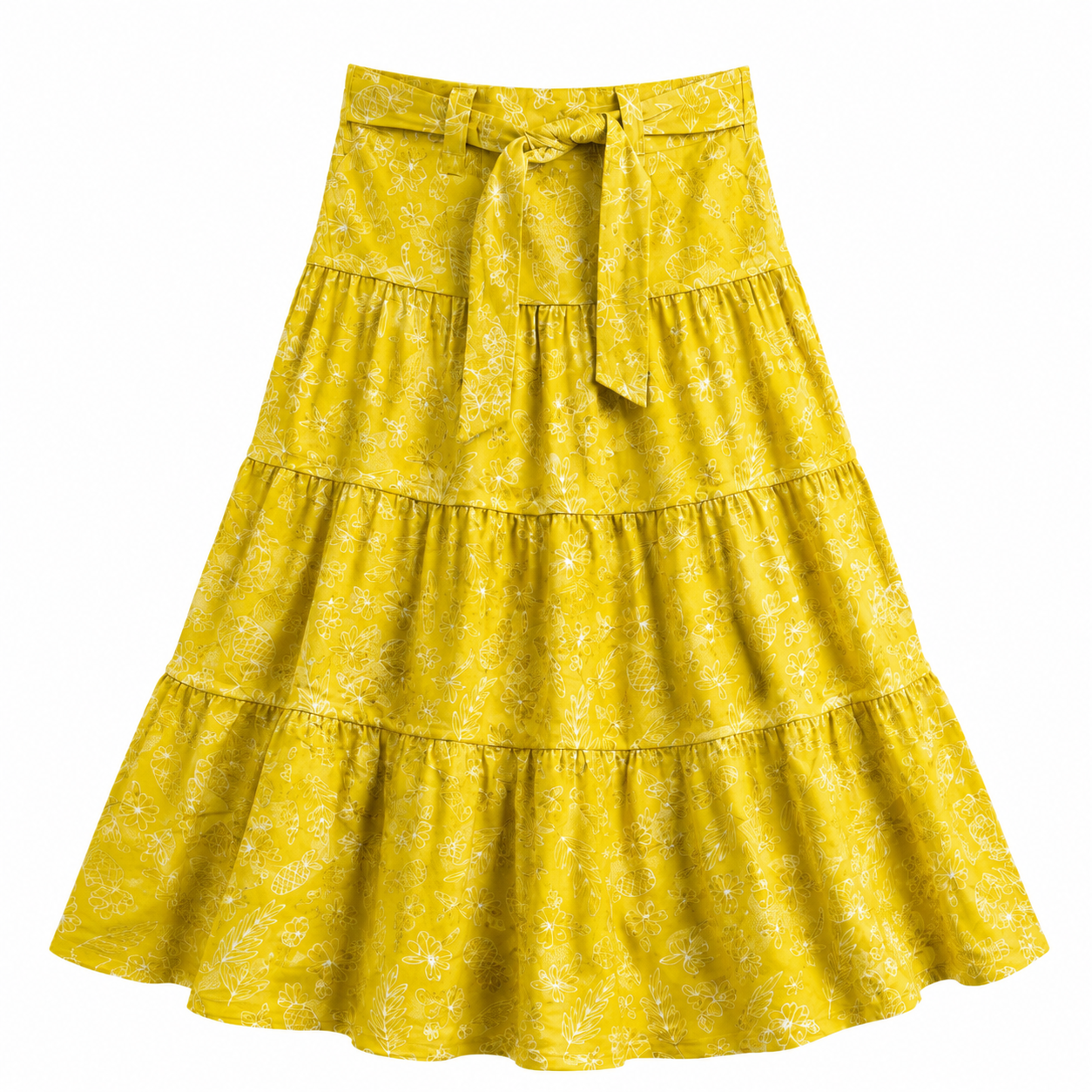 دامن طرح دار خردلی H&M