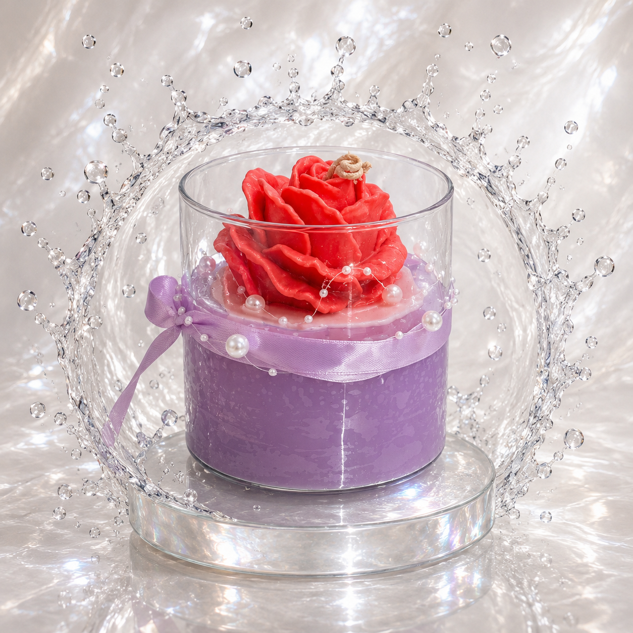 شمع گل شیشه ای