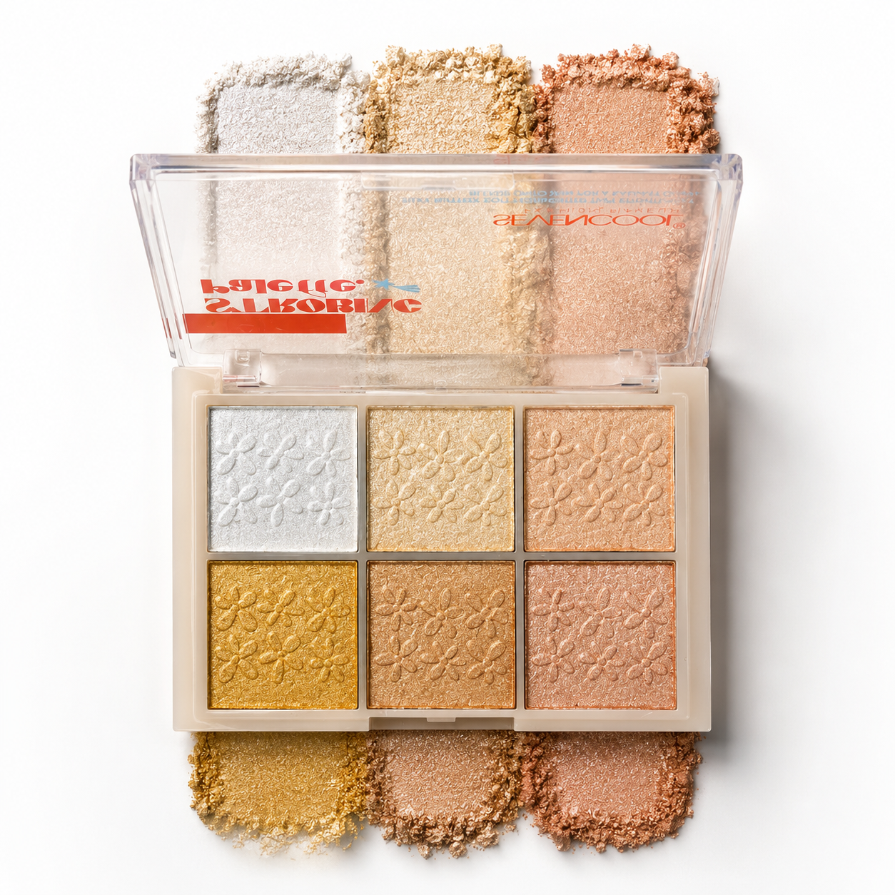 پلت هایلایتر 6 عددی برند seven cool مدل strobing pallette