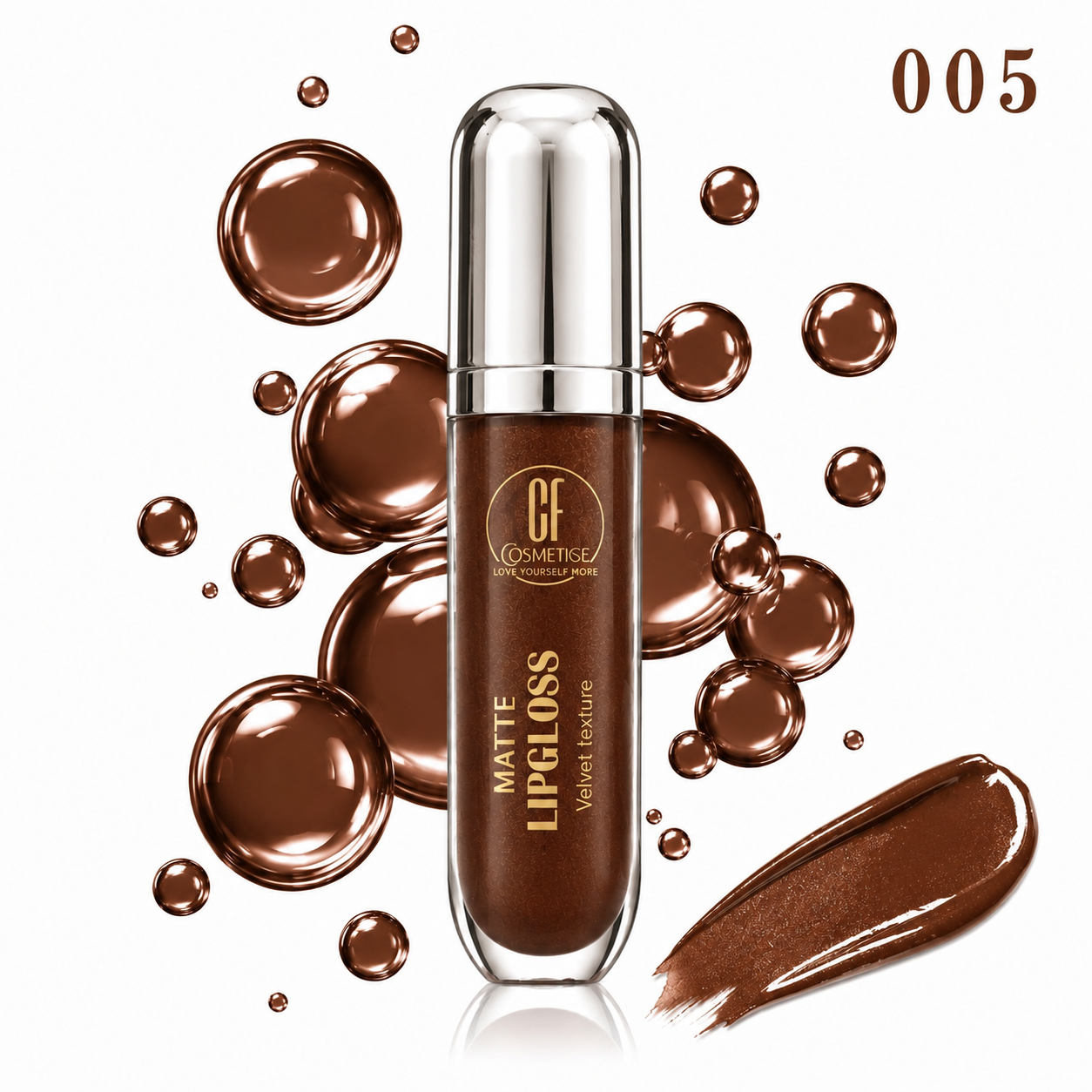 برق لب برند CF COSMETICS رنگ قهوه ای