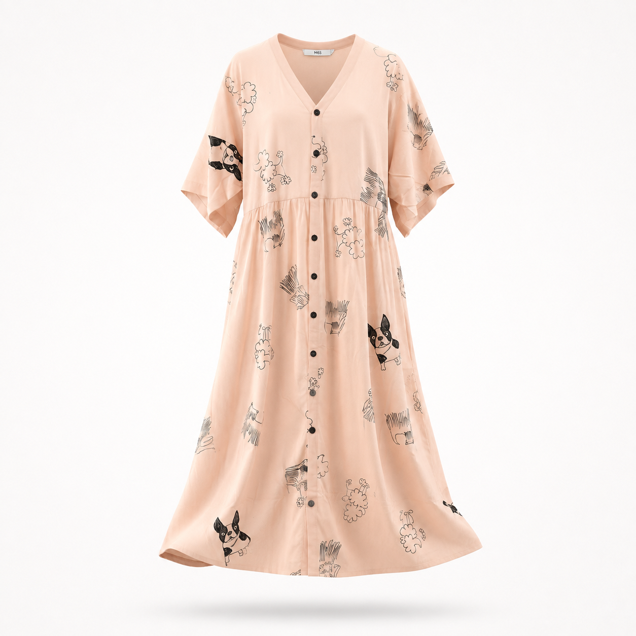 پیراهن نخی ساحلی زنانه برند H&M مدل فانتزی - کارتونی