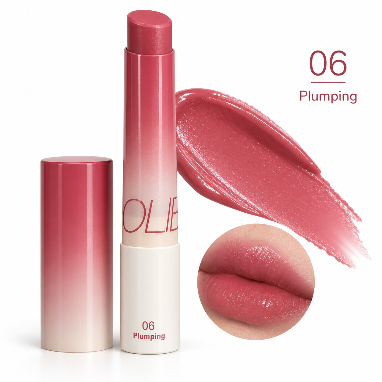 رژ لب جامد خیس، براق و حجم‌دهنده اولیبولا (OLIBOLLA) مدل Soft Lip Tick Plumping شماره 06