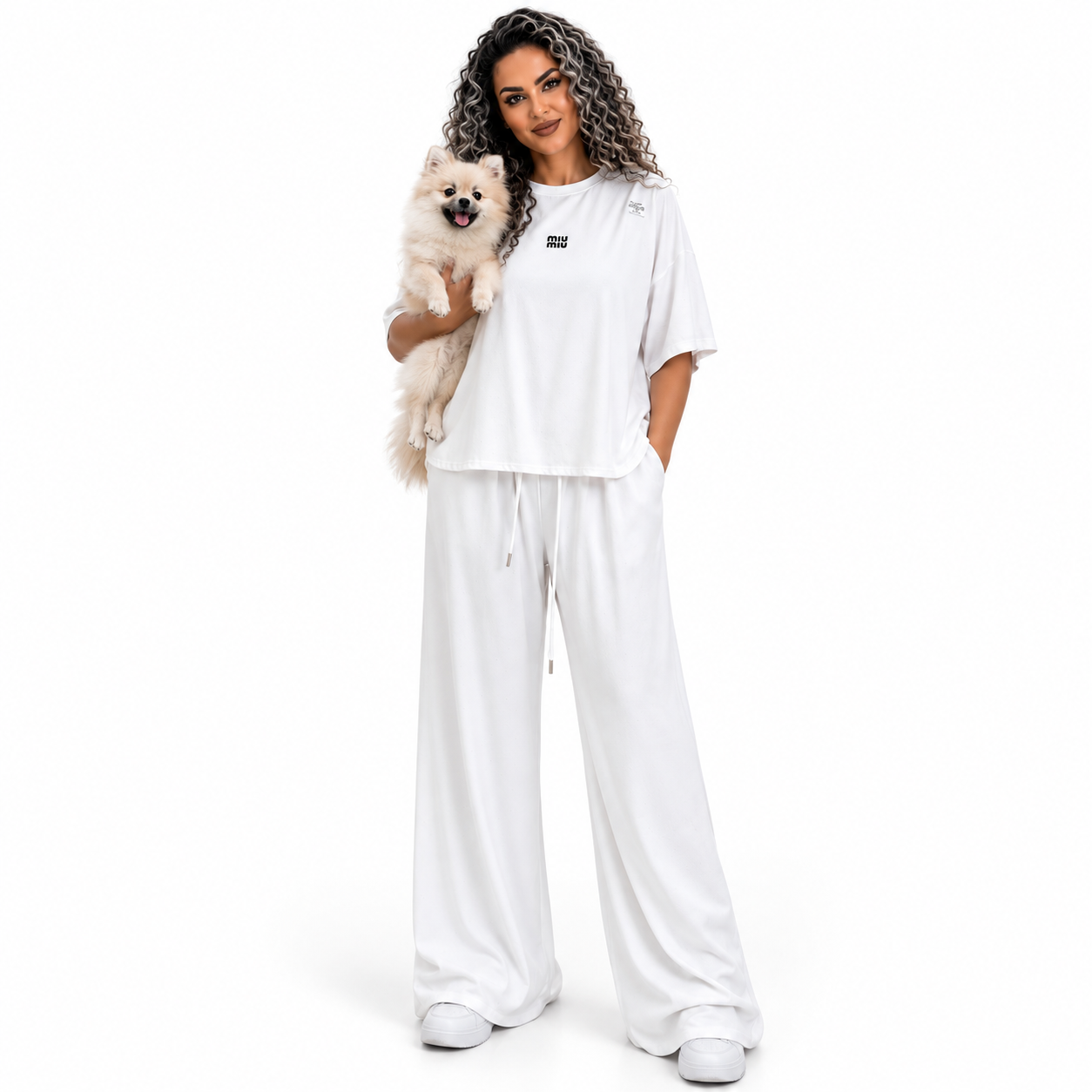 ست تیشرت و شلوار نگین دار MIU MIU